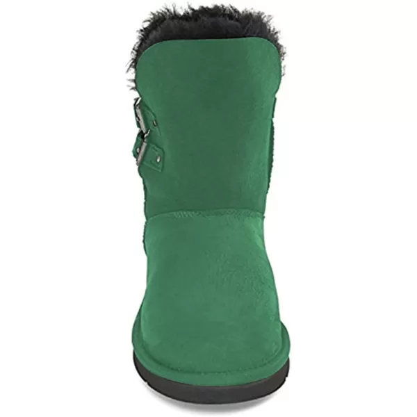 imageFSJ Womens Mid Calf Fully Fur Lined Winter Snow Boot with Chic Buckles Flat Shoe 415 USGreen