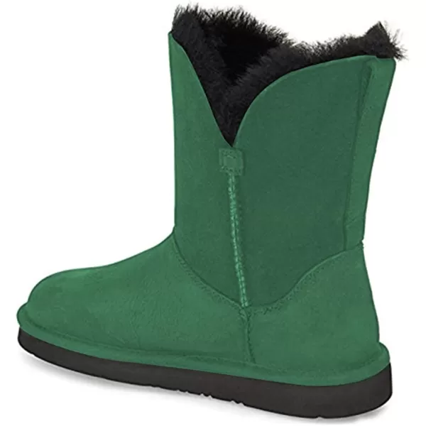 imageFSJ Womens Mid Calf Fully Fur Lined Winter Snow Boot with Chic Buckles Flat Shoe 415 USGreen