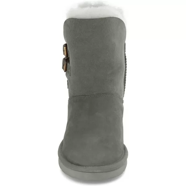 imageFSJ Womens Mid Calf Fully Fur Lined Winter Snow Boot with Chic Buckles Flat Shoe 415 USGrey
