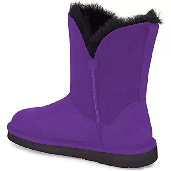 imageFSJ Womens Mid Calf Fully Fur Lined Winter Snow Boot with Chic Buckles Flat Shoe 415 USPurple