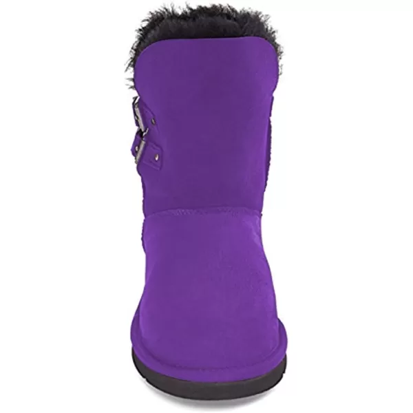 imageFSJ Womens Mid Calf Fully Fur Lined Winter Snow Boot with Chic Buckles Flat Shoe 415 USPurple