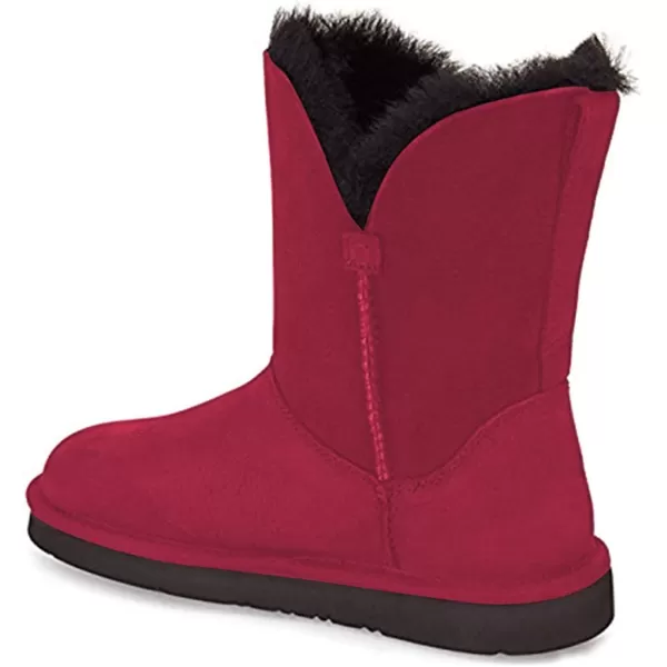 imageFSJ Womens Mid Calf Fully Fur Lined Winter Snow Boot with Chic Buckles Flat Shoe 415 USRed
