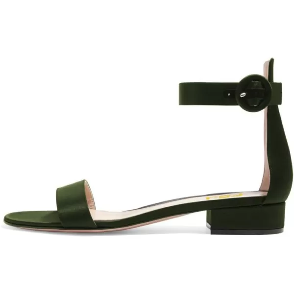 imageFSJ Women Ankle Strap Flats Sandal Open Toe Chunky Low Heel Comfortable Walking Shoes Size 415 USGreen