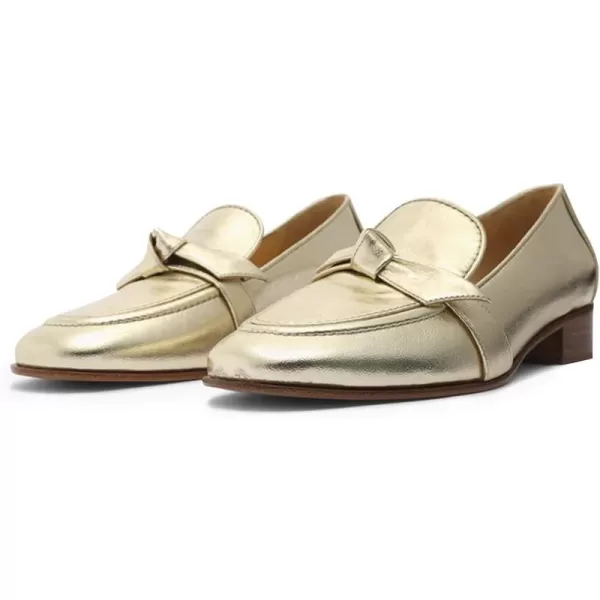 imageFSJ Women Comfy Round Toe Block Low Heel Flat Loafers Fashion Slip On Casual Walking Ladies Shoes Size 415 USBright Golden