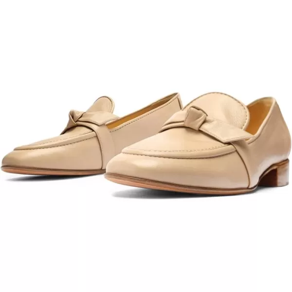 imageFSJ Women Comfy Round Toe Block Low Heel Flat Loafers Fashion Slip On Casual Walking Ladies Shoes Size 415 USNude