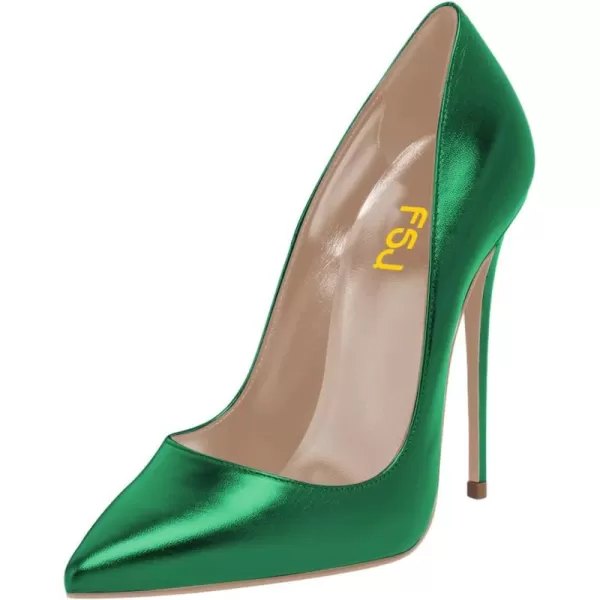 imageFSJ Women Gorgeous Pointed Toe High Stiletto Heel Pumps Slip On Glossy Party Prom Evening Date Shoes Size 416 USDark Green