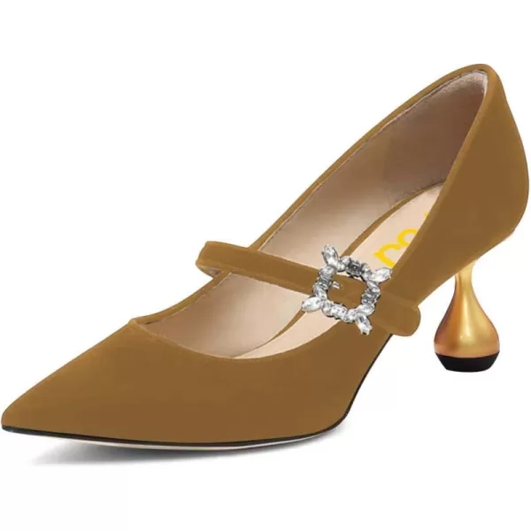imageFSJ Women Graceful One Strap Crystal Buckle Pumps Kitten Heel Slip On Party Dress Office Casual Ladies Shoes Size 415 USPeru