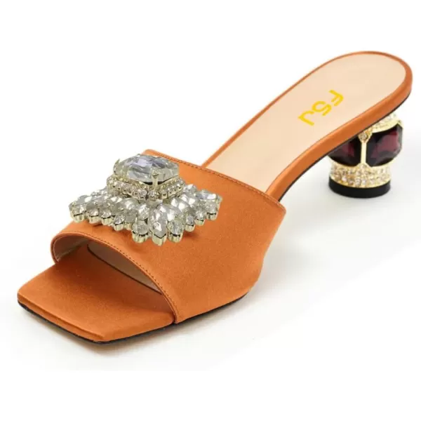 Orange Satin Low Heel