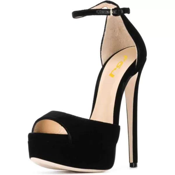 imageFSJ Women Super High Heeled Platform Sandals Peep Toe Sexy Summer Ankle Strap Party Evening Clubbing Shoes Size 415 USBlack