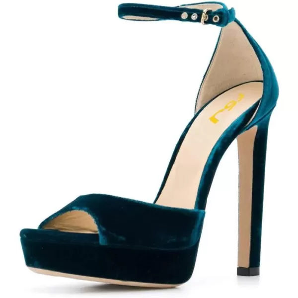 imageFSJ Women Super High Heeled Platform Sandals Peep Toe Sexy Summer Ankle Strap Party Evening Clubbing Shoes Size 415 USDark Cyan