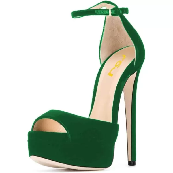 imageFSJ Women Super High Heeled Platform Sandals Peep Toe Sexy Summer Ankle Strap Party Evening Clubbing Shoes Size 415 USGreen