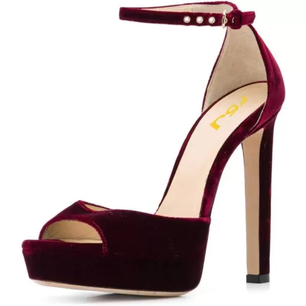 imageFSJ Women Super High Heeled Platform Sandals Peep Toe Sexy Summer Ankle Strap Party Evening Clubbing Shoes Size 415 USMaroon