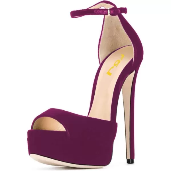 imageFSJ Women Super High Heeled Platform Sandals Peep Toe Sexy Summer Ankle Strap Party Evening Clubbing Shoes Size 415 USPurple