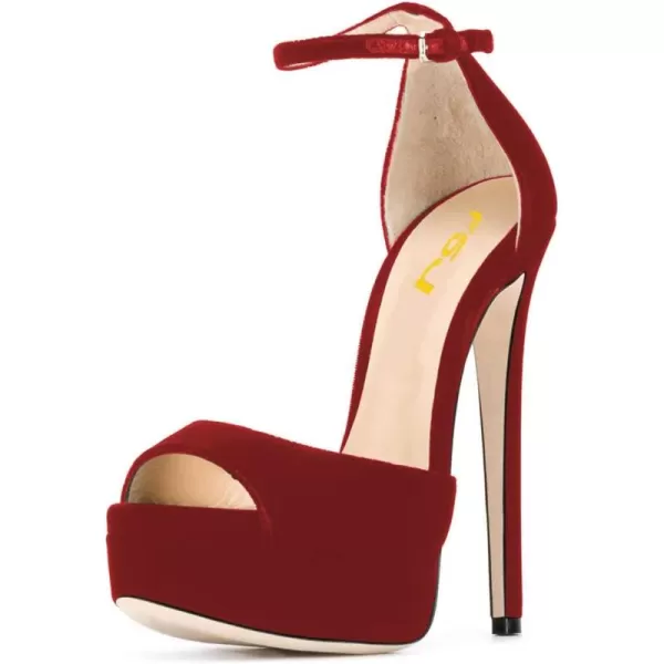 imageFSJ Women Super High Heeled Platform Sandals Peep Toe Sexy Summer Ankle Strap Party Evening Clubbing Shoes Size 415 USRed