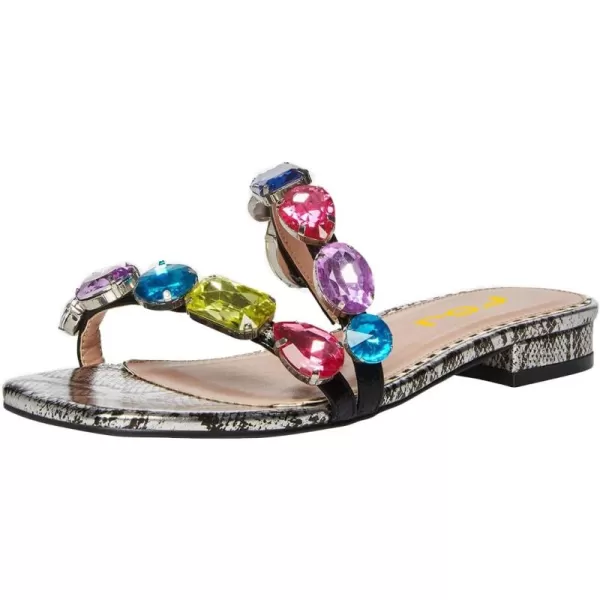 imageFSJ Womens Flat Jeweled Sandals Crystal with Rhinestone Slide Open Toe Casual Slip On Summer Beach Party Bridal Wedding Shoes Size 415 USSnakeskin