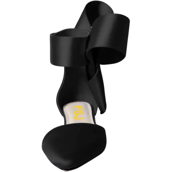 imageFSJ Women Chic Closed Pointed Toe DOrsay Ankle Strap Ballet Flats Shoes Large Side Bows Comfortable Solid Color Shoes Size 416 USBlack