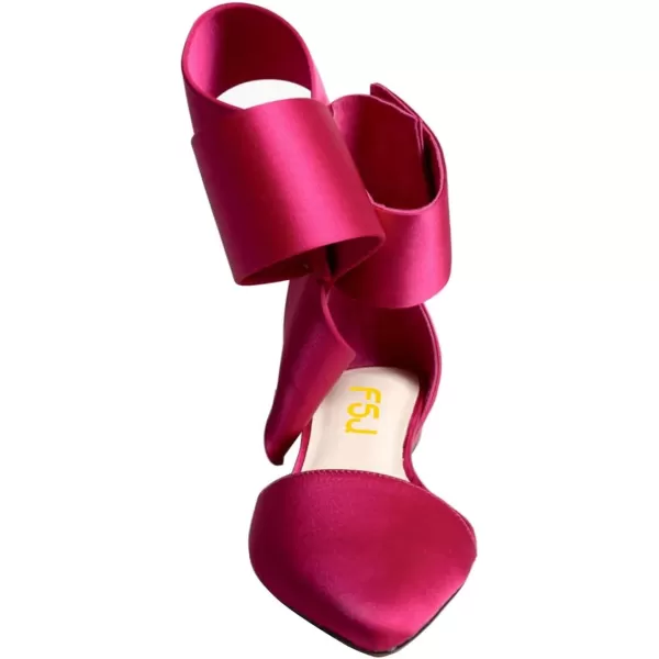 imageFSJ Women Chic Closed Pointed Toe DOrsay Ankle Strap Ballet Flats Shoes Large Side Bows Comfortable Solid Color Shoes Size 416 USFuchsia