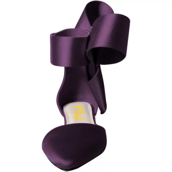 imageFSJ Women Chic Closed Pointed Toe DOrsay Ankle Strap Ballet Flats Shoes Large Side Bows Comfortable Solid Color Shoes Size 416 USPurple