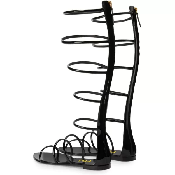 imageFSJ Women Classic Open Toe Flat Sandals Back Zipper Summer Beach Casual Walking Gladiator Sandal Shoes Size 415 USBlack