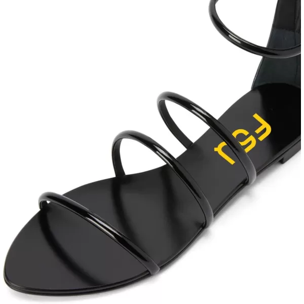 imageFSJ Women Classic Open Toe Flat Sandals Back Zipper Summer Beach Casual Walking Gladiator Sandal Shoes Size 415 USBlack