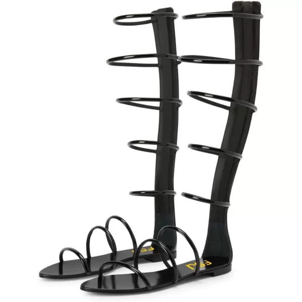 imageFSJ Women Classic Open Toe Flat Sandals Back Zipper Summer Beach Casual Walking Gladiator Sandal Shoes Size 415 USBlack