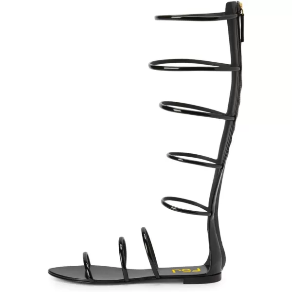 imageFSJ Women Classic Open Toe Flat Sandals Back Zipper Summer Beach Casual Walking Gladiator Sandal Shoes Size 415 USBlack
