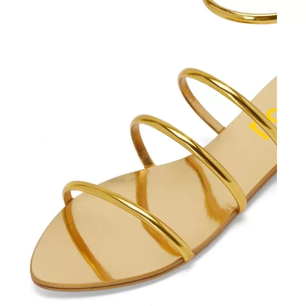 imageFSJ Women Classic Open Toe Flat Sandals Back Zipper Summer Beach Casual Walking Gladiator Sandal Shoes Size 415 USGold