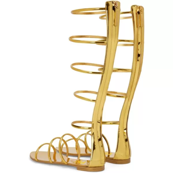 imageFSJ Women Classic Open Toe Flat Sandals Back Zipper Summer Beach Casual Walking Gladiator Sandal Shoes Size 415 USGold