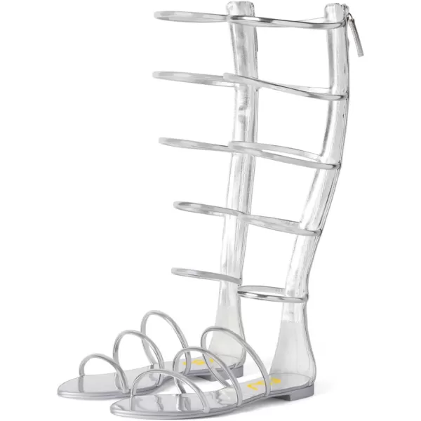 imageFSJ Women Classic Open Toe Flat Sandals Back Zipper Summer Beach Casual Walking Gladiator Sandal Shoes Size 415 USWhite