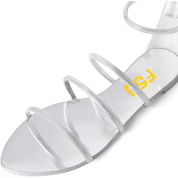 imageFSJ Women Classic Open Toe Flat Sandals Back Zipper Summer Beach Casual Walking Gladiator Sandal Shoes Size 415 USWhite