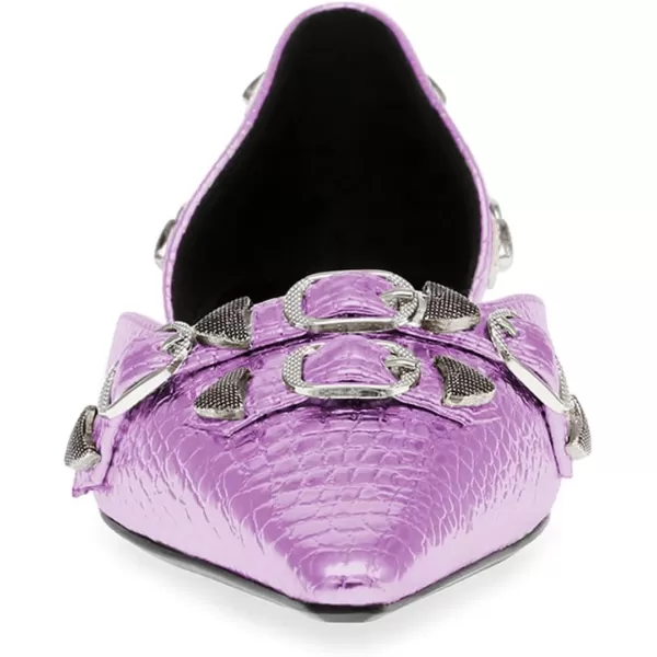 imageFSJ Women Closed Pointed Toe DOrsay Rivet Slip On Dress Flats Shoes Comfortable Studded Faux Leather Solid Color Fashion Shoes Size 416 USLilac