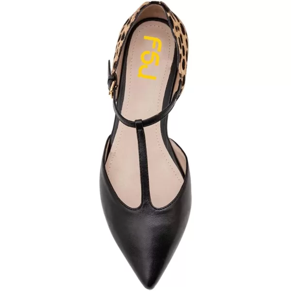 imageFSJ Women Comfortable Pointed Toe TStrap Flats Slip on DOrsay Ballet Office Date ShoesBlack