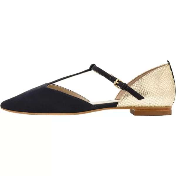 imageFSJ Women Comfortable Pointed Toe TStrap Flats Slip on DOrsay Ballet Office Date ShoesDark Blue