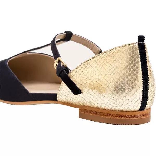 imageFSJ Women Comfortable Pointed Toe TStrap Flats Slip on DOrsay Ballet Office Date ShoesDark Blue