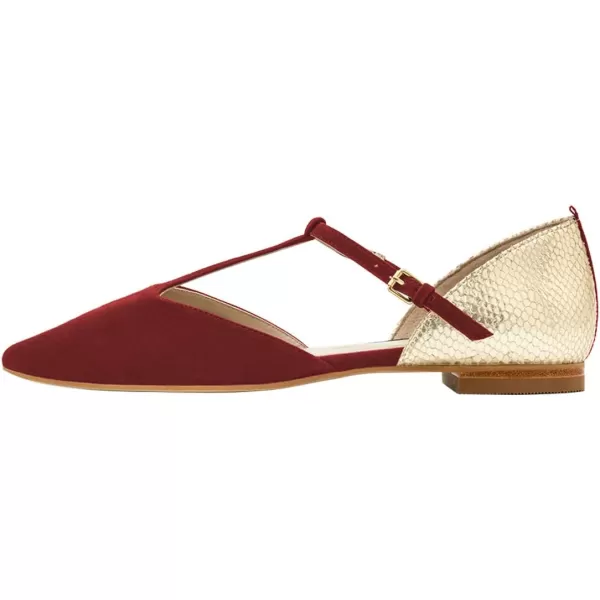 imageFSJ Women Comfortable Pointed Toe TStrap Flats Slip on DOrsay Ballet Office Date ShoesRed