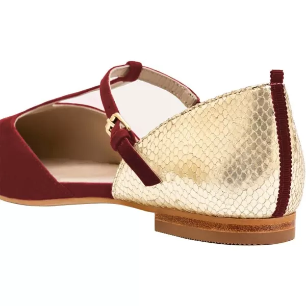 imageFSJ Women Comfortable Pointed Toe TStrap Flats Slip on DOrsay Ballet Office Date ShoesRed