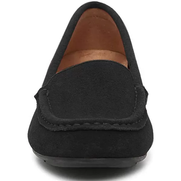 imageFSJ Women Comfy Closed Round Toe Moccasins Slip on Flat Slipper Soft Sole Loafer Daily Walking ShoesBlack