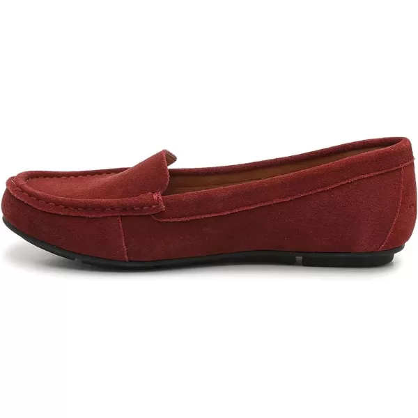 imageFSJ Women Comfy Closed Round Toe Moccasins Slip on Flat Slipper Soft Sole Loafer Daily Walking ShoesRed