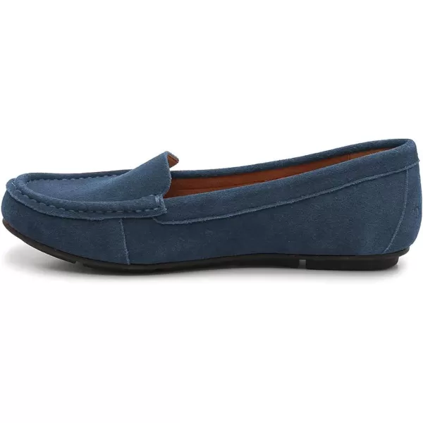 imageFSJ Women Comfy Closed Round Toe Moccasins Slip on Flat Slipper Soft Sole Loafer Daily Walking ShoesSteel Blue