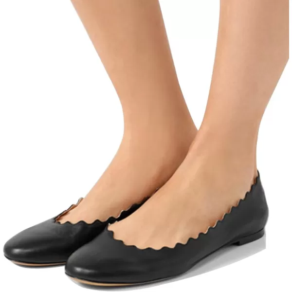 imageFSJ Women Cute Dress Pump Shoes Scalloping Round Toe Suede Ballet Flats for Comfort Size 415 USBlackmatte