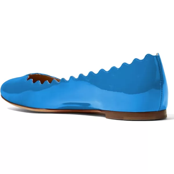 imageFSJ Women Cute Dress Pump Shoes Scalloping Round Toe Suede Ballet Flats for Comfort Size 415 USBlue