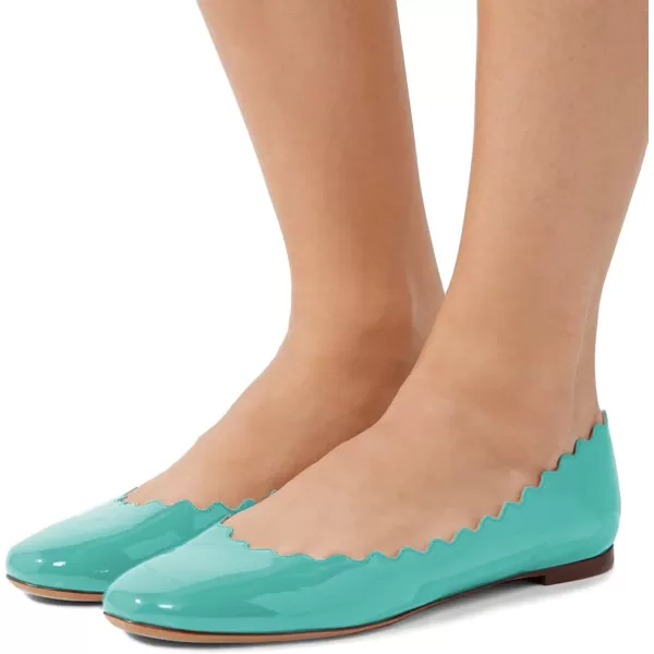 imageFSJ Women Cute Dress Pump Shoes Scalloping Round Toe Suede Ballet Flats for Comfort Size 415 USGreen