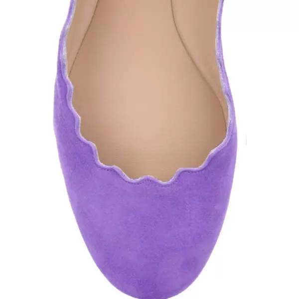 imageFSJ Women Cute Dress Pump Shoes Scalloping Round Toe Suede Ballet Flats for Comfort Size 415 USLavender