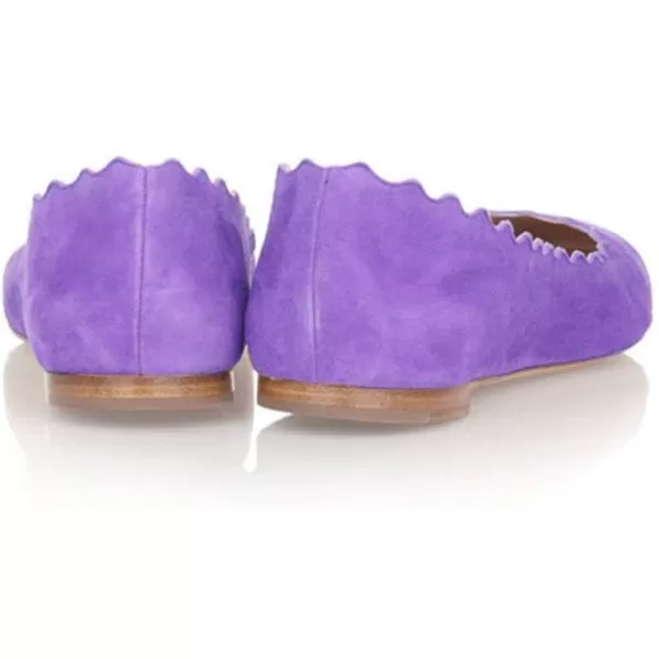 imageFSJ Women Cute Dress Pump Shoes Scalloping Round Toe Suede Ballet Flats for Comfort Size 415 USLavender