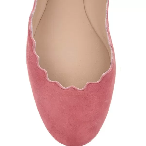 imageFSJ Women Cute Dress Pump Shoes Scalloping Round Toe Suede Ballet Flats for Comfort Size 415 USLight Pink