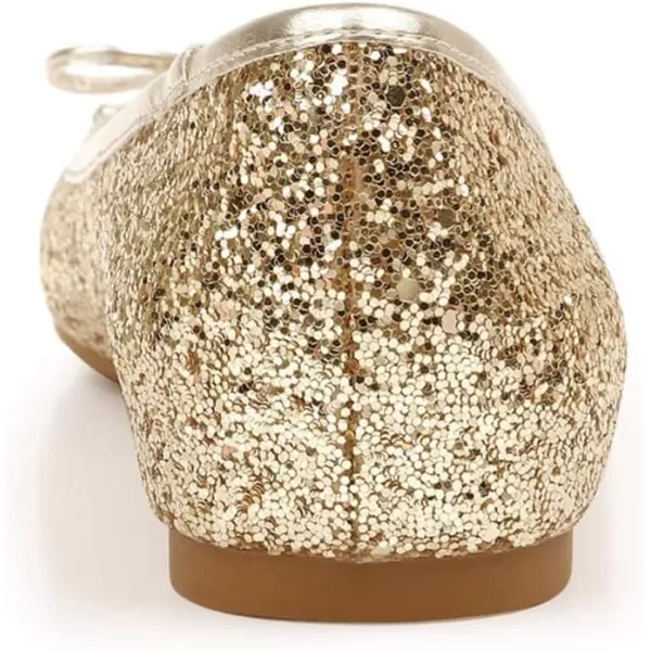 imageFSJ Women Cute Glitter Ballet Round Toe Flats Bowknot Decor Comfort Loafer Slip On Flat Formal Casual Evening Prom Dress Shoes Size 415 USGold