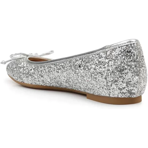 imageFSJ Women Cute Glitter Ballet Round Toe Flats Bowknot Decor Comfort Loafer Slip On Flat Formal Casual Evening Prom Dress Shoes Size 415 USSliver