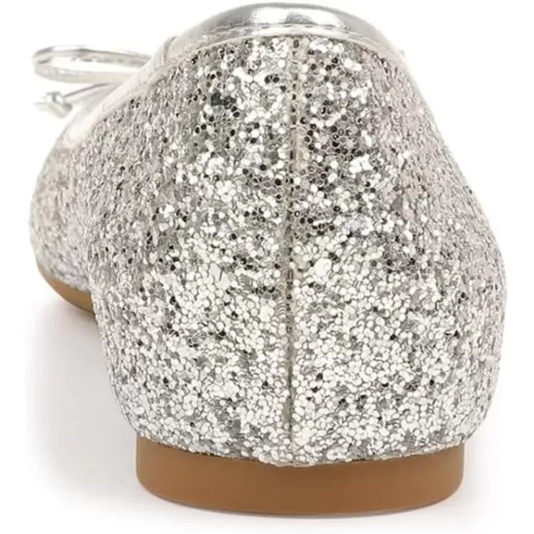 imageFSJ Women Cute Glitter Ballet Round Toe Flats Bowknot Decor Comfort Loafer Slip On Flat Formal Casual Evening Prom Dress Shoes Size 415 USSliver