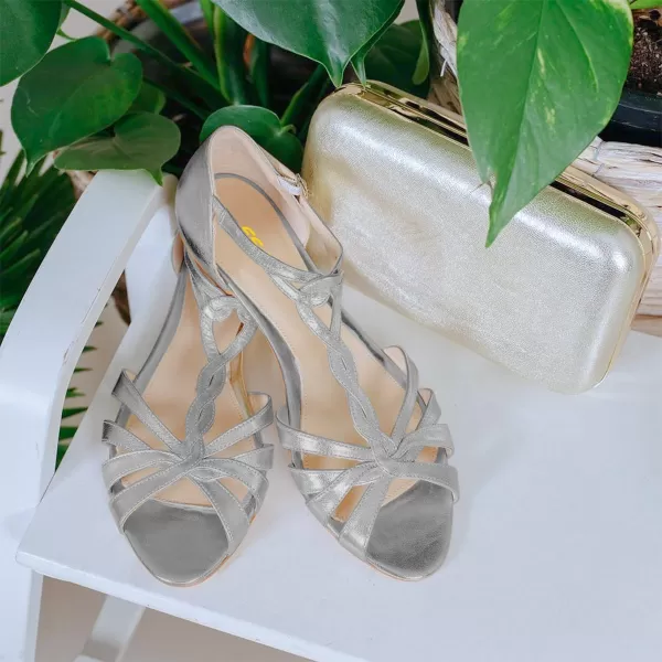 imageFSJ Women Cute Strappy Peep Open Toe Flat Sandals DOrsay TStrap Ankle Buckle Ballet Flats Comfort Casual Walking Shoes Size 416 USSilver