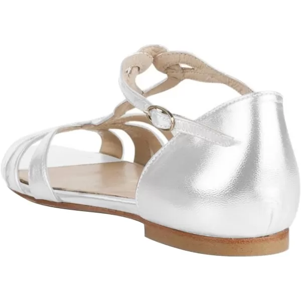 imageFSJ Women Cute Strappy Peep Open Toe Flat Sandals DOrsay TStrap Ankle Buckle Ballet Flats Comfort Casual Walking Shoes Size 416 USWhite